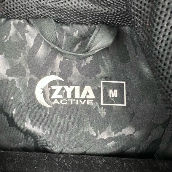 ZYIA Black Leopard Hooded Bomber Jacket Windbreaker Full Zip Pockets, Size M - Picture 6 of 8